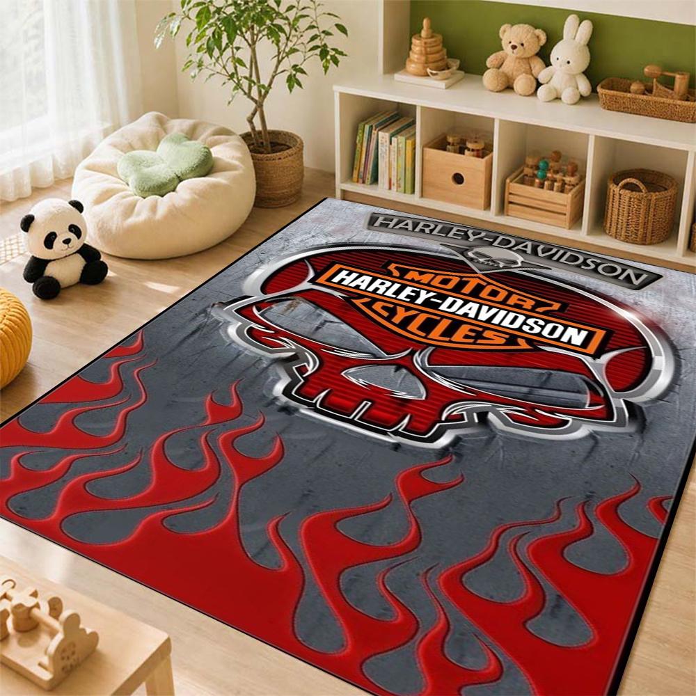 Harley Davidson Skull Fire Carpet Doormat Living Room And Bedroom Mats Art Doormat Office Chair Cushion