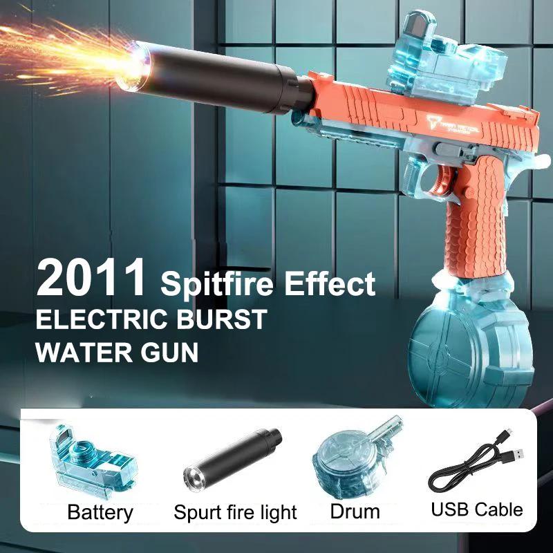 Electric Water Gun Cool Light Full Automatic Water Spray Pistol Summer Outdoor Sports Toy Pool Water Gun Children Gifts