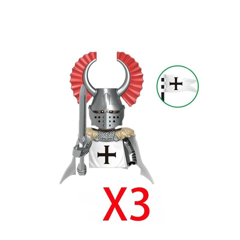 Военные строительные блоки Средневековые фигурки солдат Рыцари Иерусалима Крестовые походы Война роз Боевой конь Оружие Щит
