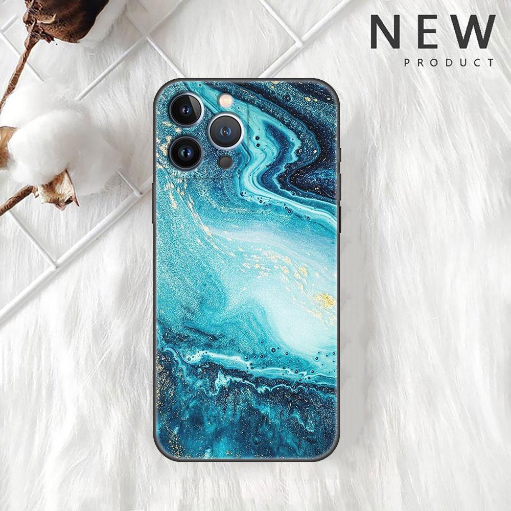 Чехол Funda для Apple iPhone 14 11 13 7 12 Pro 7 XR XS Max 8 Plus 6 14Pro 13Mini черный мягкий чехол для телефона мрамор