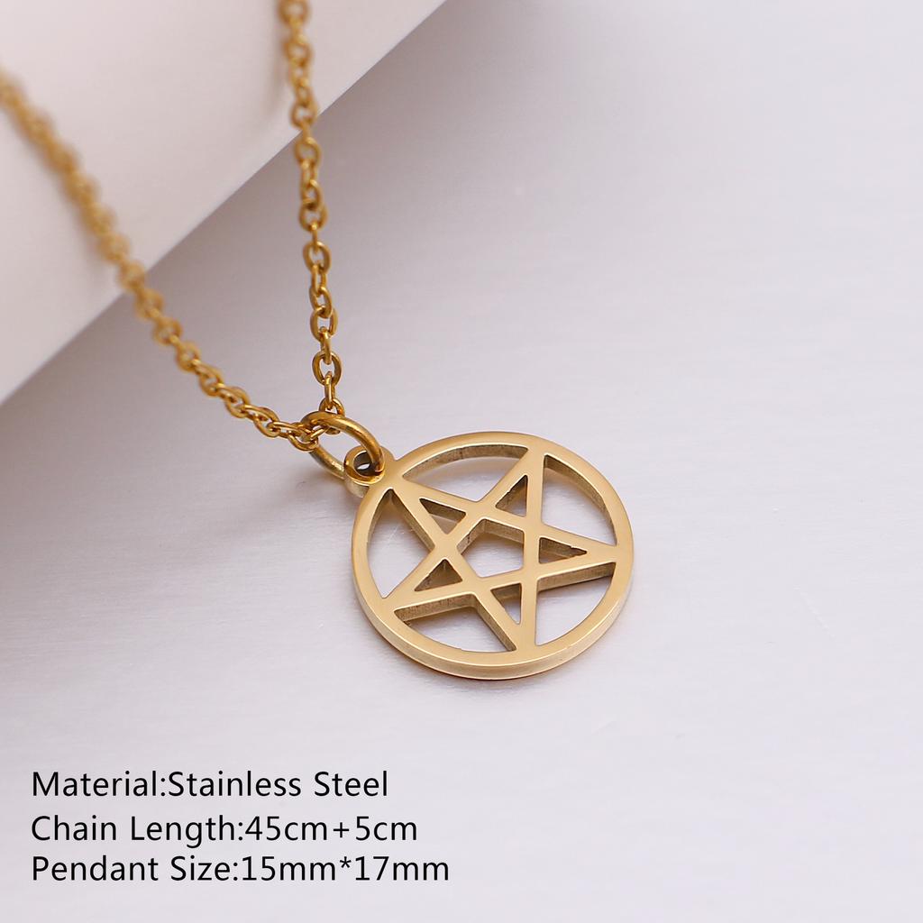 Ожерелье с пентаграммой для женщин, ювелирные изделия из нержавеющей стали, геометрические минималистские подвески, ожерелья-чокеры Para Mujer