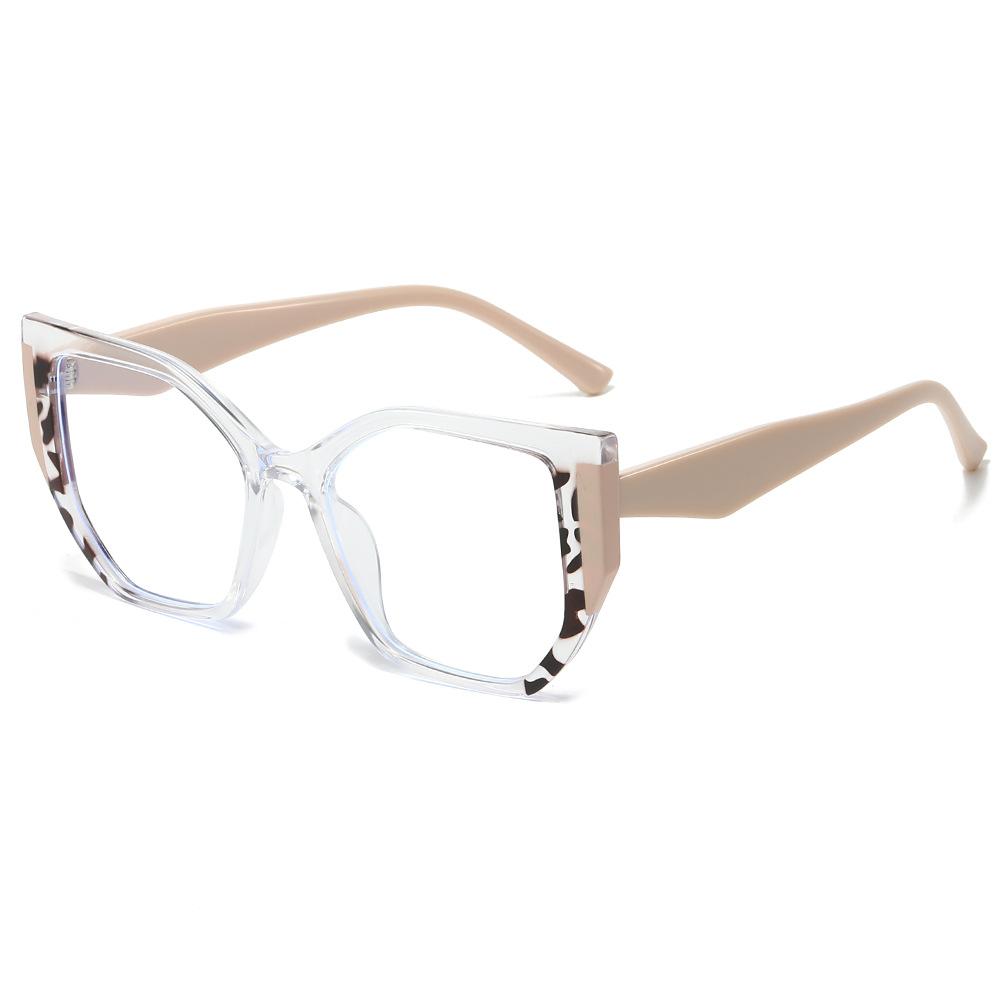 Cat's eye new bright color anti-blue light glasses personalized color contrast point glasses frame full frame TR flat mirror