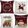 Рождественская наволочка с лосем, льняная клетчатая Санта, наволочка для дивана, гостиной