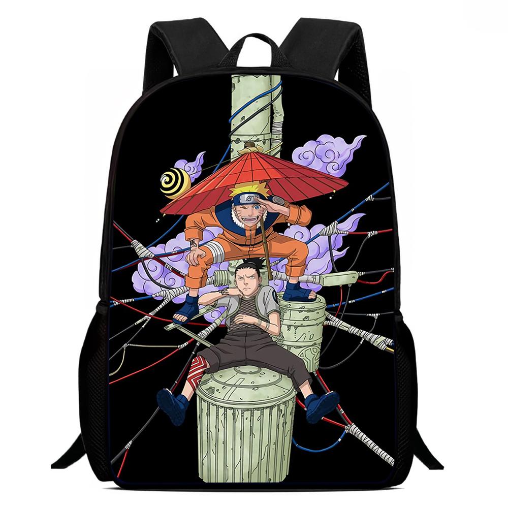 Детский мультяшный рюкзак NARUTO, 15 дюймов, с удобными регулируемыми лямками, для школы и повседневного использования, для мальчиков и девочек 6-11 лет