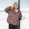 New Winter 2024 Down Cotton Suit Women Cropped Hooded Loose Fit Fashionable And Sweet Padded Clothes Thicken The Bread Jacket