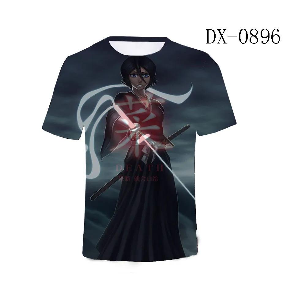 Летняя футболка с круглым вырезом и 3D-принтом аниме Bleach, модная повседневная футболка с коротким рукавом для детей и мальчиков