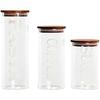 Lot De 3 Bocaux - DKD Home Decor - Bois D'acacia Et Verre Borosilicate - Transparent - 10,2 X 10,2 X 27,7 Cm
