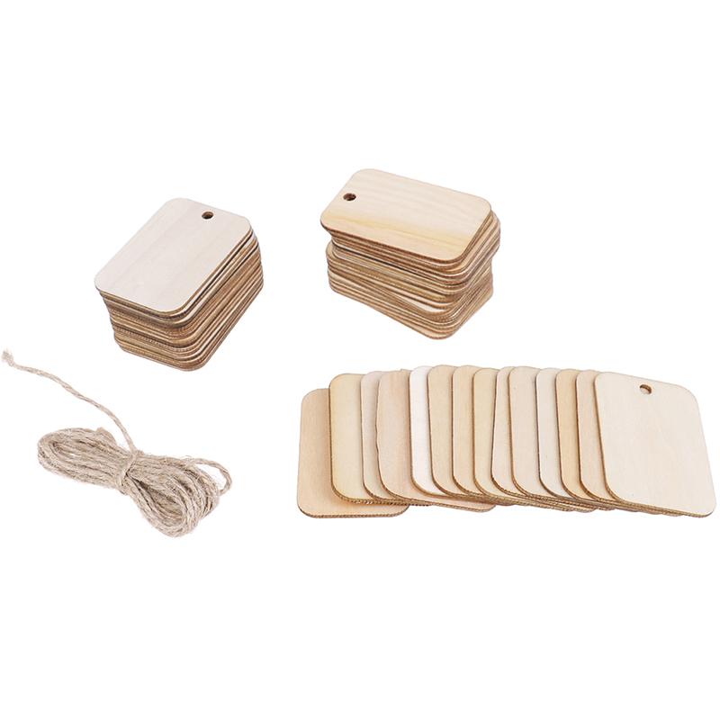 50шт орнамент деревянные доски бирки деревянные подвесные этикетки лист Diy гравировка ремесла
