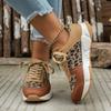 Fashion Ladies Shoes 2025 Spring Pu Leather Women's Sneakers Fashion Leopard Comfortable Lace Up Sneakers Women Casual Vulcanize Shoes