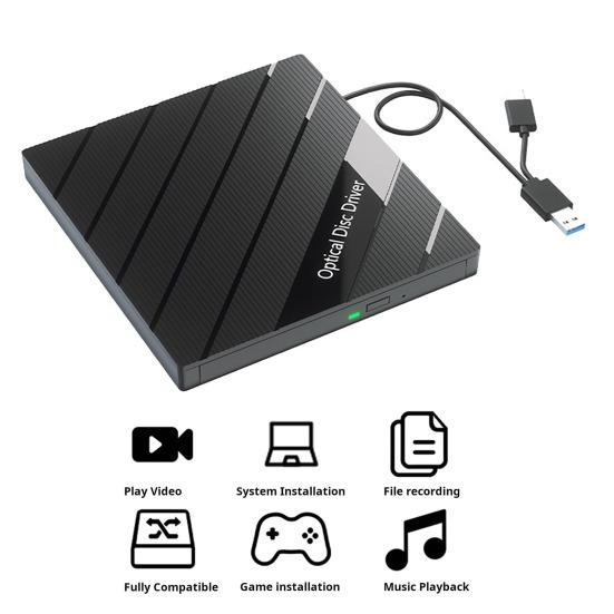 Портативный DVD-плеер Yousheng USB 3.0 Type C 7-в-1, устройство записи компакт-дисков с устройством чтения карт памяти, USB-концентратор, внешний DVD-привод для Windows Mac PC, ноутбука