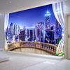 3D Photo Wallpaper Window City Night View Large Murals Wall Painting Wall Papers Home Decor Living Room Bedroom Modern