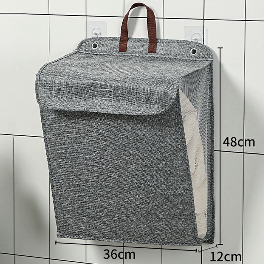 Foldable Hanging Laundry Hamper Bathroom Clothes Basket Wall-Mounted Washing Bin, Size M