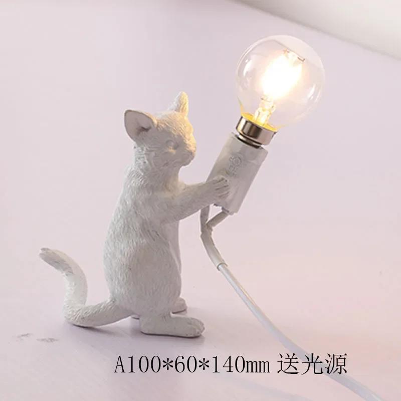 Животные Настольные лампы Nordic Детская спальня Смола Cat Настольная лампа Настольная лампа Светильник для домашнего декора Ночник Светильники