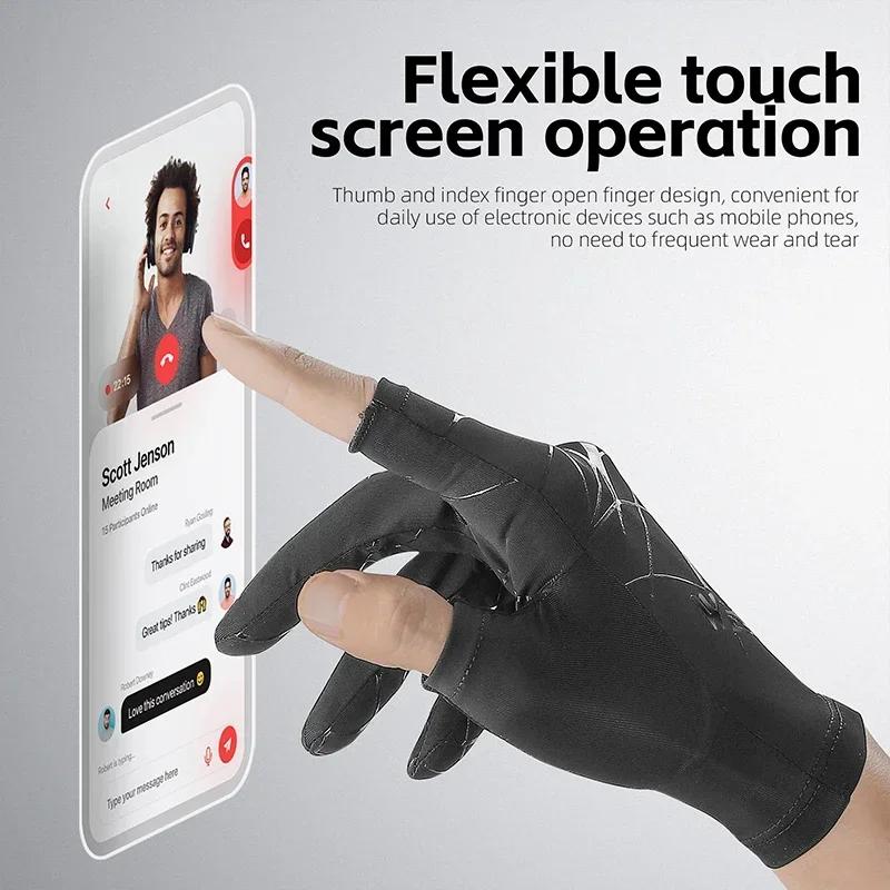 WEST BIKING Summer Cycling Gloves Fingerless Touch Screen Ice Silk Cool Spider Pattern Driving Hiking Gloves Cooling Sport Gear