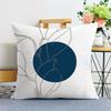 Simple Blue Geometric Lines Print Decorative Pillowcase Bedroom Living Room Square Cushion Pillowcase