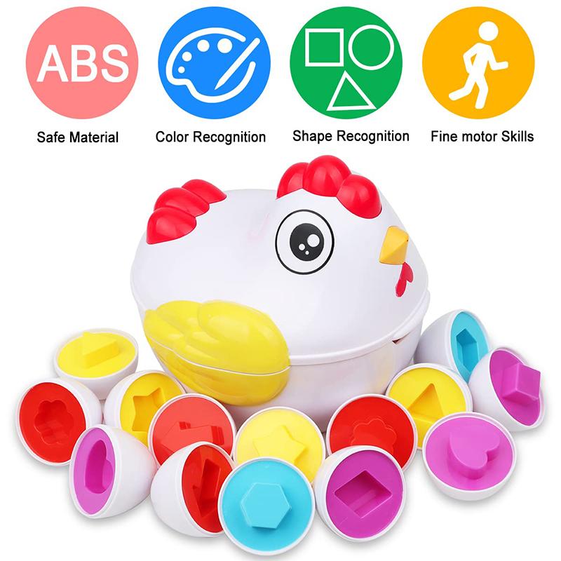 12 Matching Eggs Montessori Sensory Baby Toys Easter Eggs Chicken Colors Shapes Sorter Learning Educational Toy For Kids Gifts