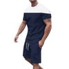 Men's Solid Color Shoulder Short Sleeved Shorts Breathable Men's Casual 2-piece Set