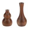 Mini Wooden Vase Natural Walnut Gourd Shape Vase Desktop Small Wood Bud Vase for Living Room Desk Shelf Home Decor