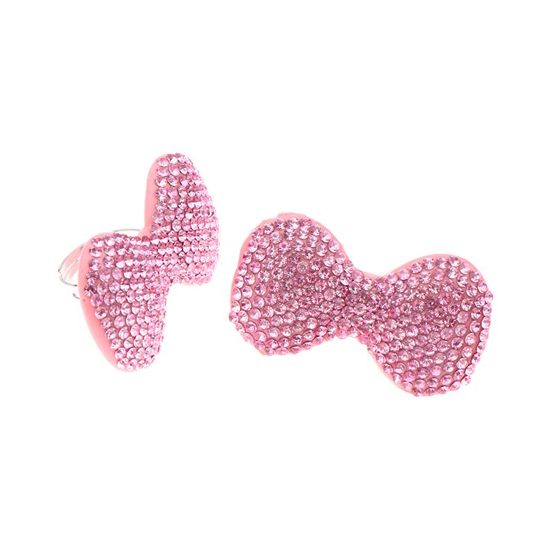 Y2K Милое Блестящее Розовое Кольцо с Открытым Бантом для Девочек Женщин Модные Заметные Ювелирные Изделия Подарки