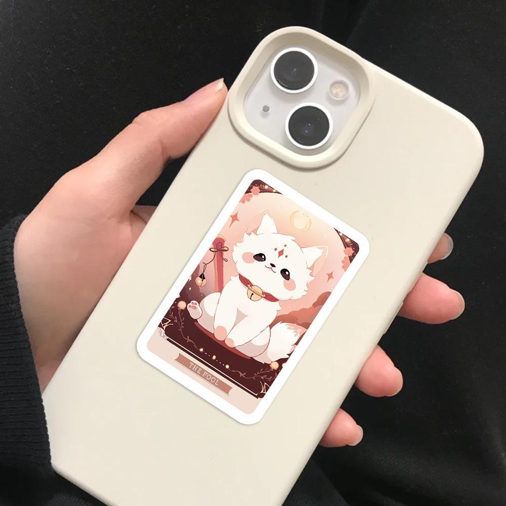 15/78pcs Cartoon Cat Tarot Stickers Cat Meme Tarot Card Graffiti Stickers for DIY Luggage Laptop Motorcycle Bicycle Stickers