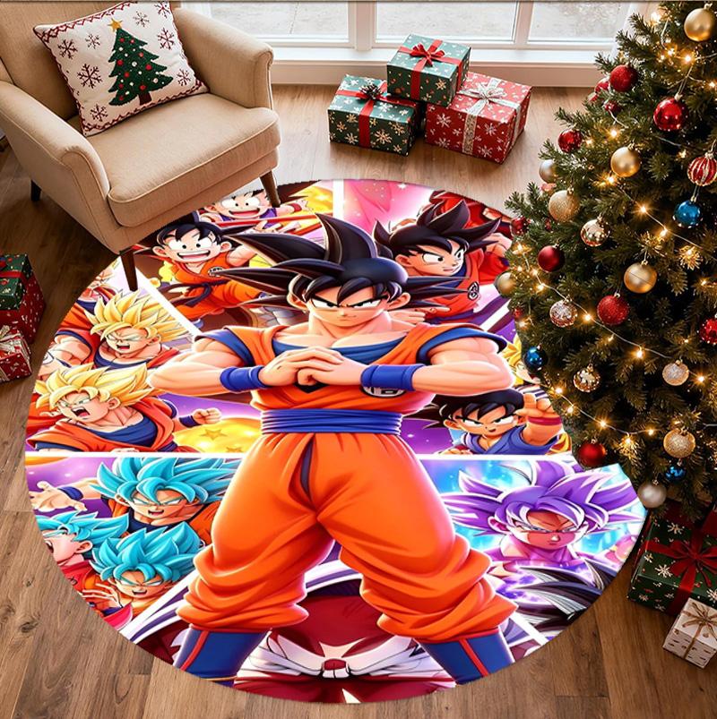 DRAGON BALL Pattern Round Rug, Indoor/Outdoor Mat, for Picnic, Gameroom, Bedroom, Office, Living Room, Home Decor Carpet, Birthday Gift