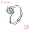 Lindon Women Classic 925 Sterling Silver Moissanite Ring Ladies Jewelry Wedding Promise Party Gift
