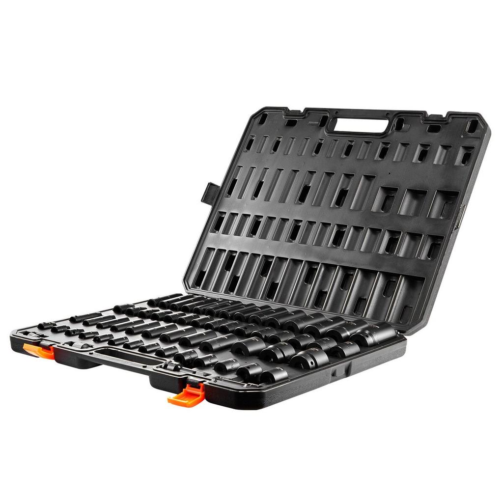 Impact Sockets Set 59pcs 6-Point 3/8" & 1/2" Drive Bit Ratchet Tool Kit