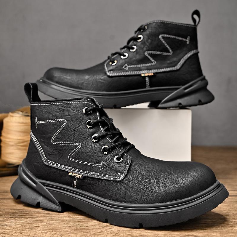 Модные рабочие ботинки Высококачественные мужские ботинки из натуральной кожи Зимние высокие ботинки Мягкие хлопковые ботинки Мужские походные ботинки для активного отдыха