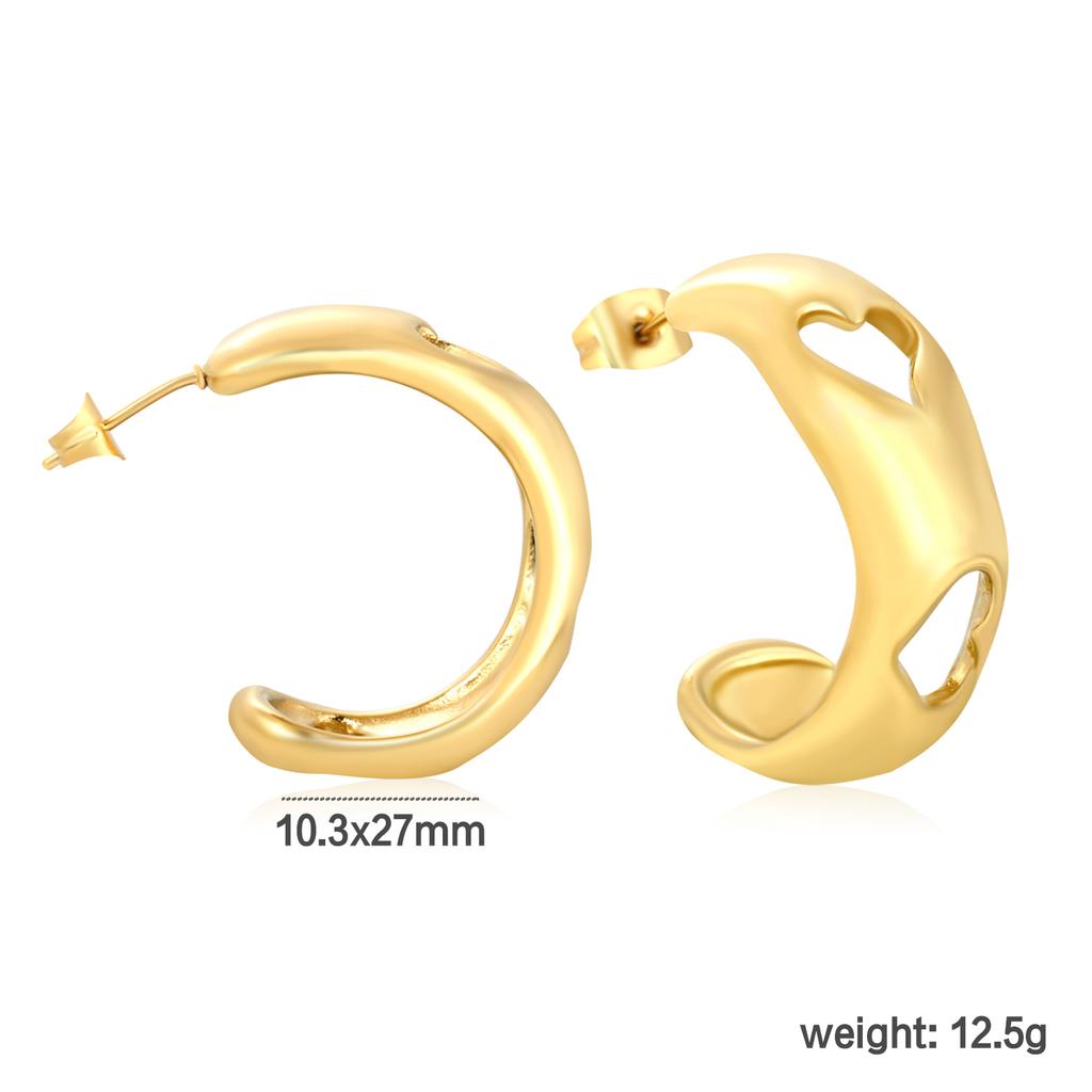 Women's Niche Stainless Steel Two-tone Earrings, Vreative Jewelry, High-end INS Style New Uique Design, Waterproof Gift Jewelry