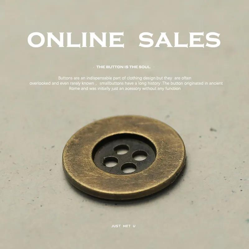 10 шт. состаренных металлических пуговиц 12/15/20 мм, изношенные старые металлические цветные пуговицы с 4 отверстиями, швейные принадлежности для одежды