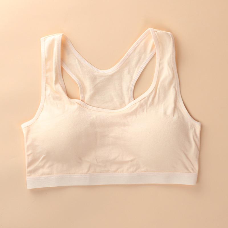 Спортивный бюстгальтер для девочек-подростков, хлопковое нижнее белье для спортзала, тренировочный жилет, молодой беспроводной бюстгальтер с накладкой на грудь