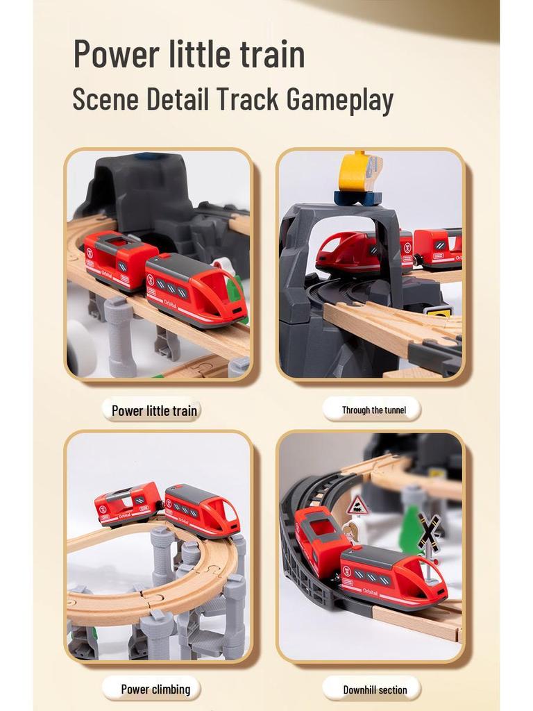 Early Learning Wooden Train Track Toy for Babies, 85-Piece Set