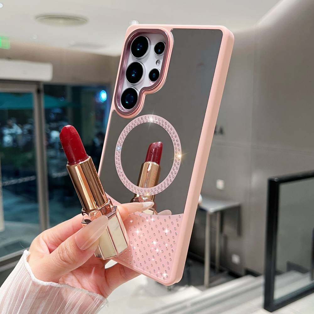 Зеркальный чехол для Samsung Galaxy A25 5G/ A35/ A55/A32/A26/A36/A56 MagSafe Magnetic Wireless Charger Fashion Makeup Candy Color Glitter Phone Cover
