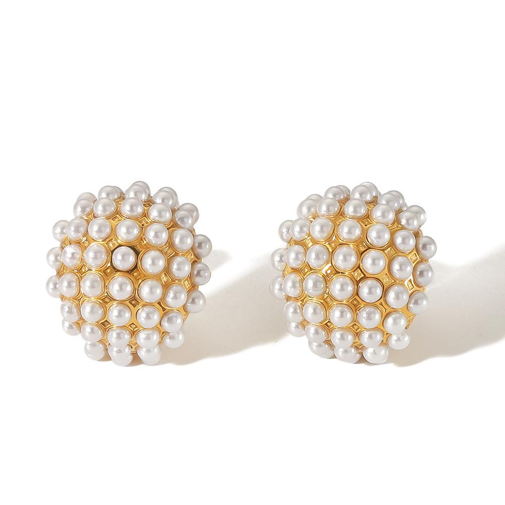 Серьги-гвоздики из титановой стали с жемчугом, женские, не выцветающие, простые серьги из 18-каратного золота из нержавеющей стали