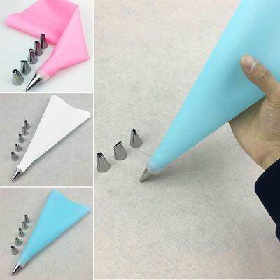 8 шт./компл., силиконовые кухонные аксессуары, кондитерский мешок для глазури, крема + 6 насадок из нержавеющей стали, набор