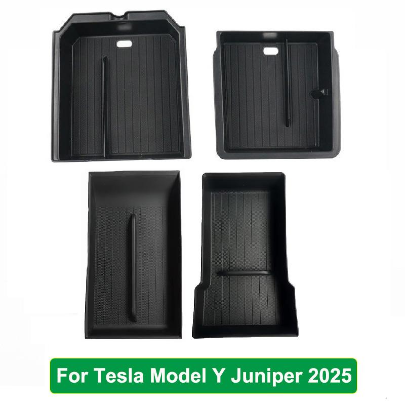 Для Tesla Новый Модель Y 2025 Запуск Консоль и Подлокотник Juniper Верхняя и Нижняя Флокированная Контейнер для Хранения Держатель для Стакана Крышка Камеры