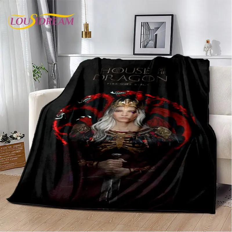Мягкое плюшевое одеяло House of The Dragon, Фланелевое одеяло-плед для гостиной, спальни, кровати, дивана, пикника, Покрытие для детей