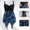 High Waist Summer Swimwear Women Plus Size Swimsuit Elastic Slim Flowers Polyester Sexy Beach Dress Fat Women Backless Sleeveless Swim Dress