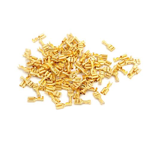 New Sale 100 Pcs 6.3mm Gold Brass Car Speaker Female Spade Terminal Wire Connector