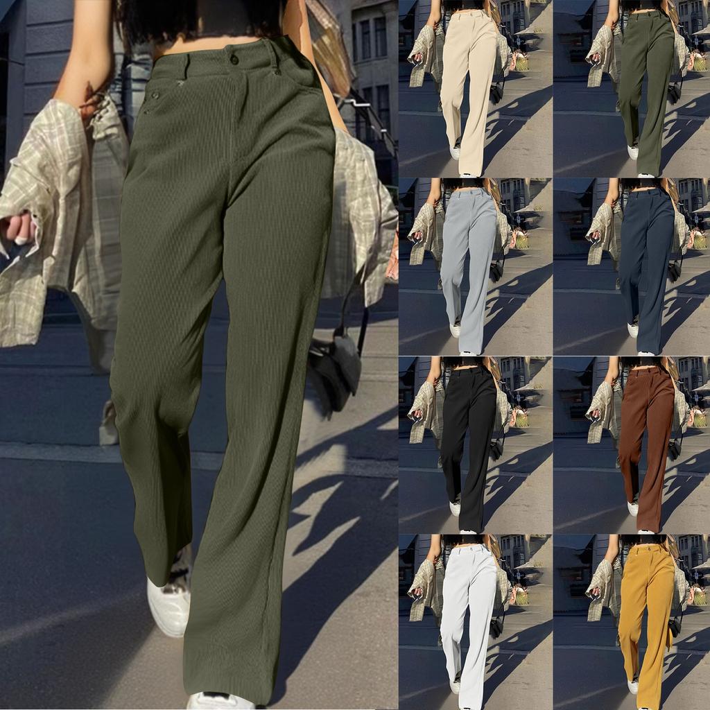 Womens Trendy Casual Streetwear Baggy Cargo Pants With Pockets Wide Leg Trousers Loose Overalls Long Pants