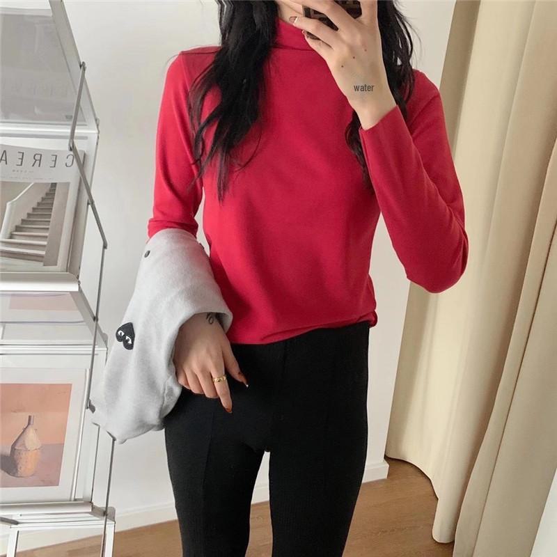 Женская рубашка с полуворотом из немецкого бархата, осень/зима, 12 цветов, отделка Fairy Wood Ear, начес и утолщение для тепла