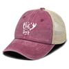 White Oh MY Deer Snowflake Reindeer Antlers Printed Mesh Cap Adjustable Hip Hop Casual Vintage Dad Hat For Unisex Women Street Wear