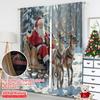 2pcs 2D Flat Printing Christmas Scene Curtain Santa Sleigh Reindeer Snow 100% Polyester Fabric Without Electricity Family Party