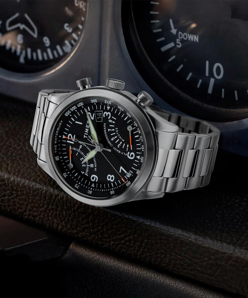 Taimaegseu Waterbury Flyback Chronograph Metal Watch 43Mm