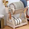 Dish Drainer Drying Double Layer Shelf Lid Holder Dish Rack Sink Dish Drainer Bowl Storage Stand Organizer Kitchen Acceesories