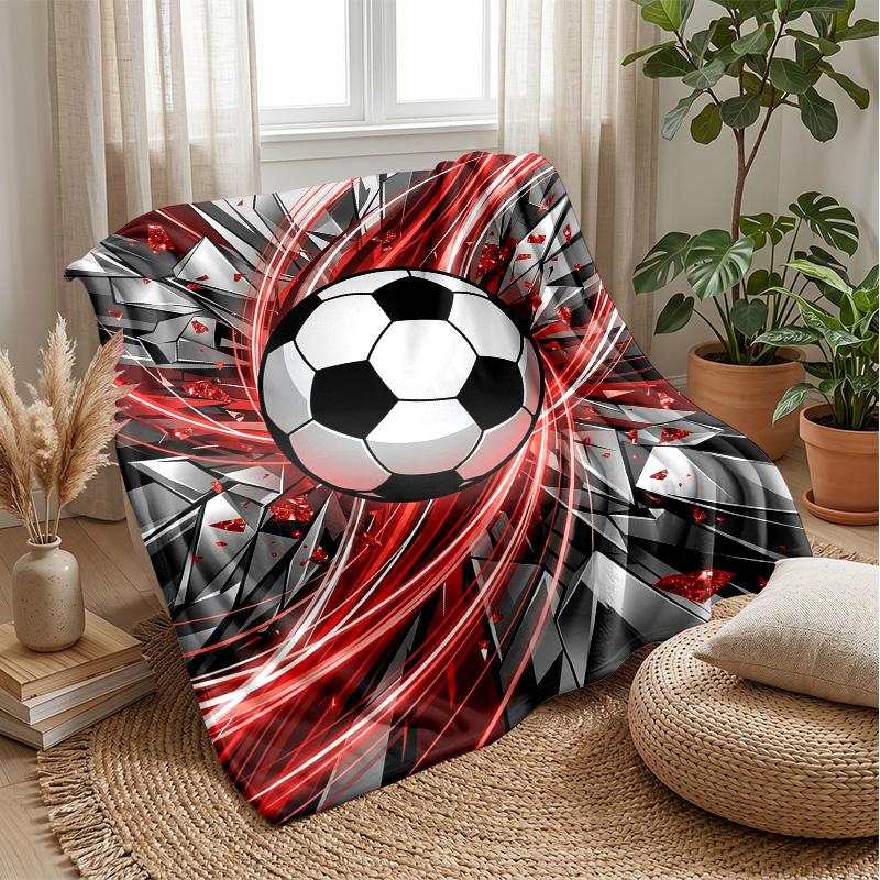 Soccer Ball in Flames Theme blanket Lightweight Warm Flannel Blanket Decorative Throw Blanket for Home Decoration