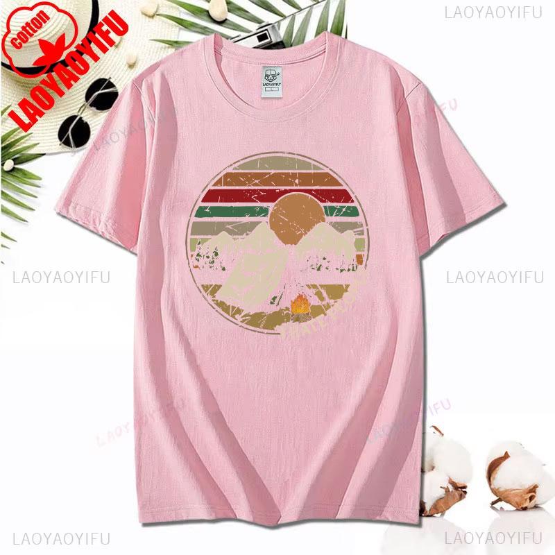Love Camping I Hate People Vintage Funny TShirt Unisex Tees Camping Hiking Short Sleeve Tops Camper Gift Cotton ONeck TShirt