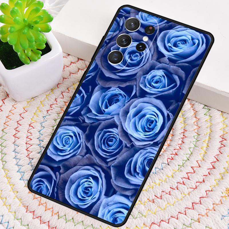 Синий чехол для телефона с цветами для Samsung Galaxy note 10 pro S26 Ultra S23 S24 FE S25 S21 S22 PLUS противоударный