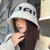 Hat Female Bucket Hat Alphabet Bucket Hat Winter Warm Face Small Knitted Wool Hat Thick