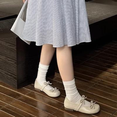 Плоская удобная мягкая подошва ретро круглый носок мелкий вырез ремешок-слинг бант-бабочка полностью слипоны износостойкие слипоны одинарная обувь